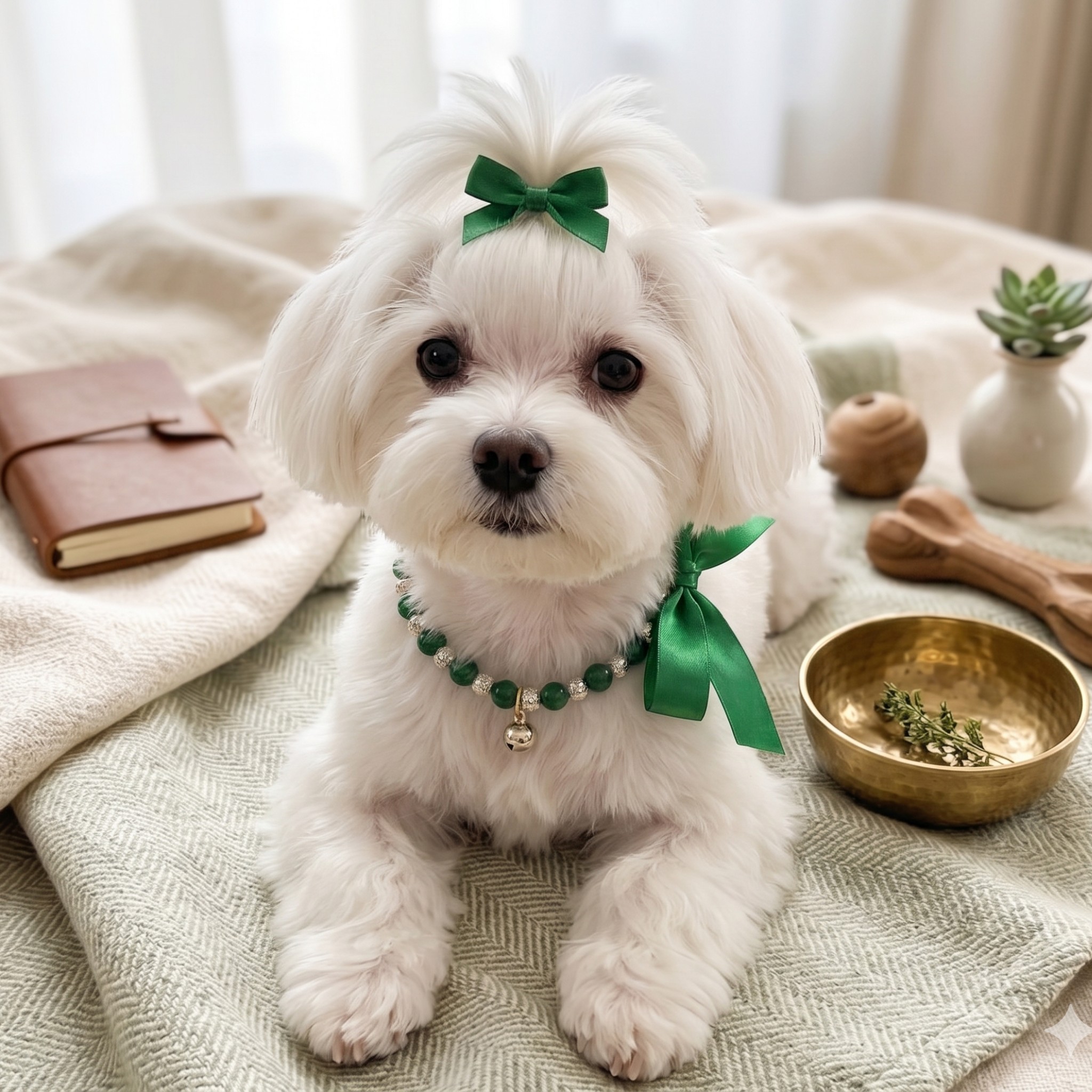 Collana per Cani in Giada Naturale e Ceramica Artigianale